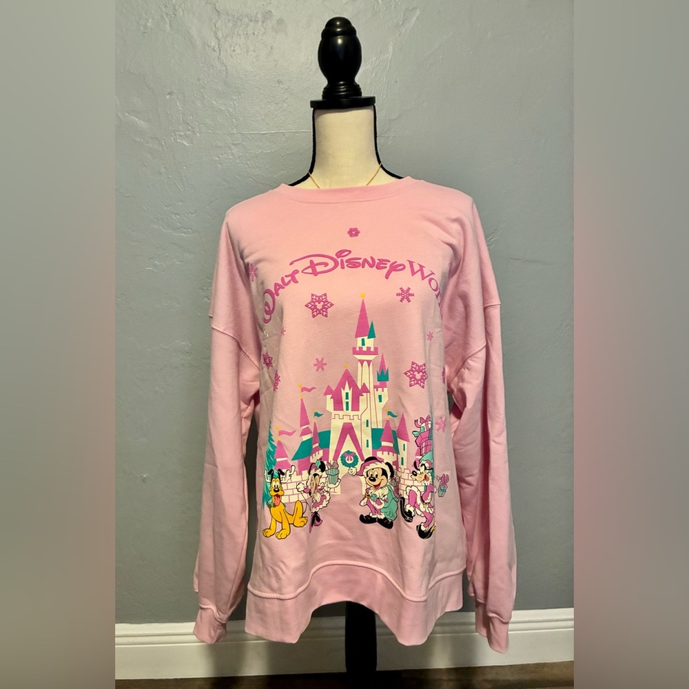 Pink Walt Disney World Christmas Women Sweatshirt - Picture 7 of 8